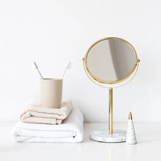Luxury Marble Base Rose Gold Mirror Makeup bathroom - VELVATINE