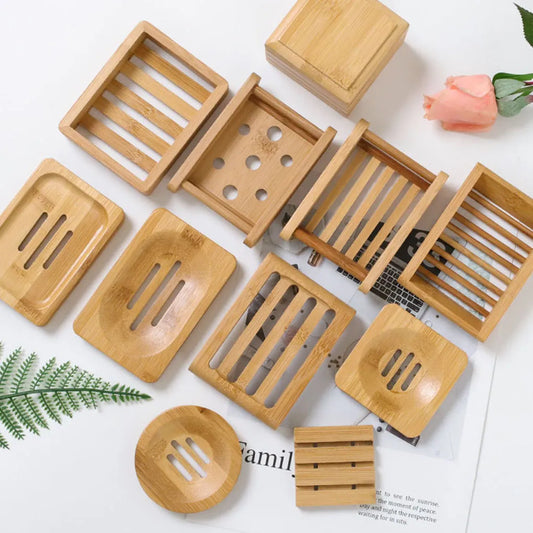 Wooden Natural Bamboo Soap Dishes Bathroom - VELVATINE